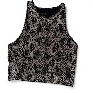 Athleta Black and Gray Snake Print Crop Top
